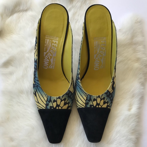 Salvatore Ferragamo Butterfly Mules Heels Sz 7 - Picture 5 of 8